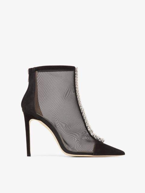 JIMMY CHOO Bing Boot 100 Black Suede and Mesh Ankle Boots