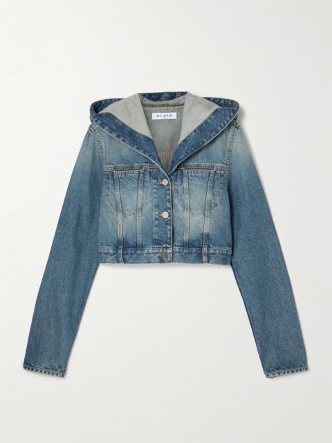 Cropped Hooded Denim Jacket