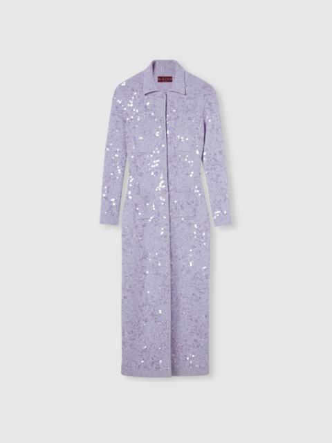 Embroidered sequin polo dress