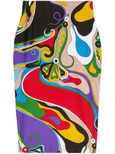 Orchidee-print pencil skirt