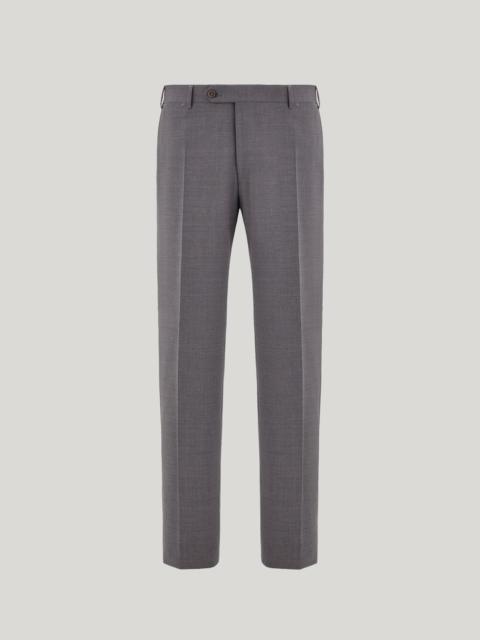 GRAY HIGH-WAISTED PLEATLESS STRETCH WOOL PANTS