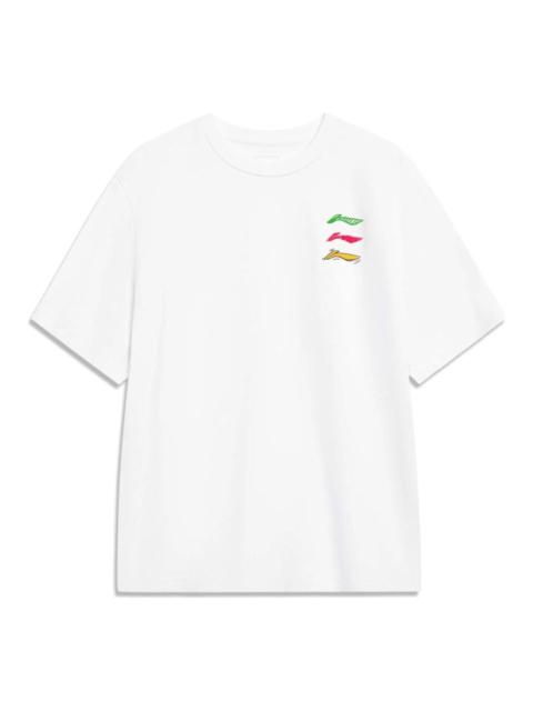 Li-Ning Triple Logo Loose Fit T-shirt 'White' AHST787-1