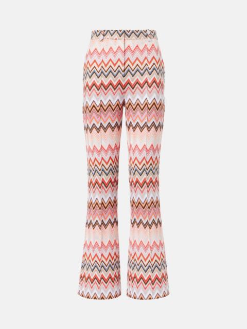 Zigzag cotton-blend straight pants