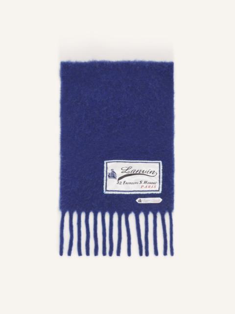 BLUE FRINGED WOOL SCARF WITH 22 FAUBOURG LABEL