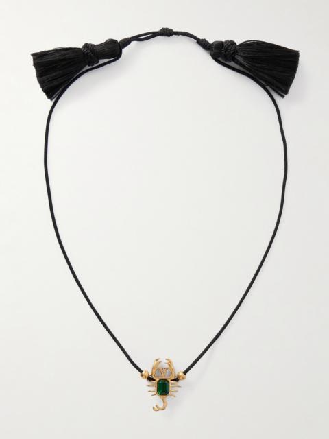 Tasseled Crystal-embellished Gold-tone And Cord Headpiece