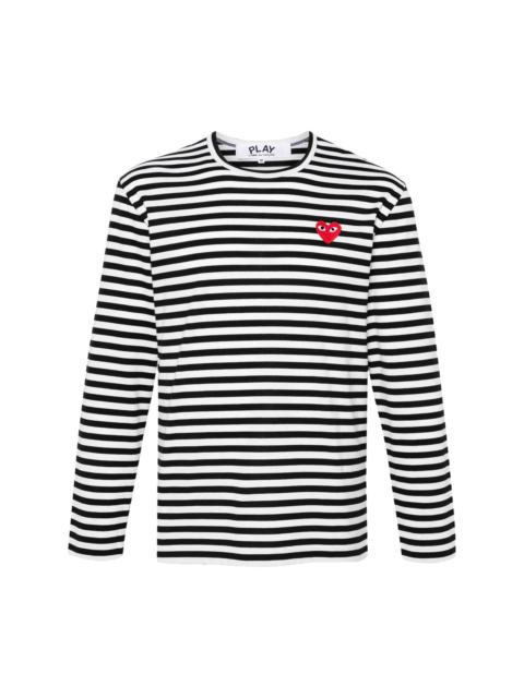 UNISEX STRIPED TEE RED HEART - BLACK