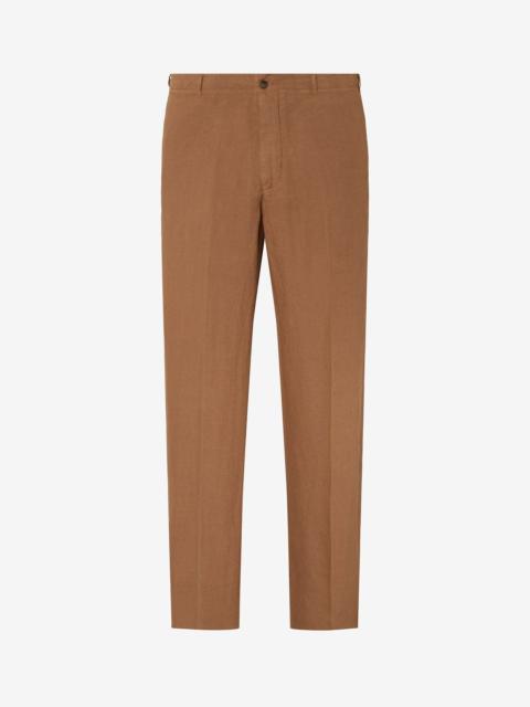 Rusty brown pure linen trousers