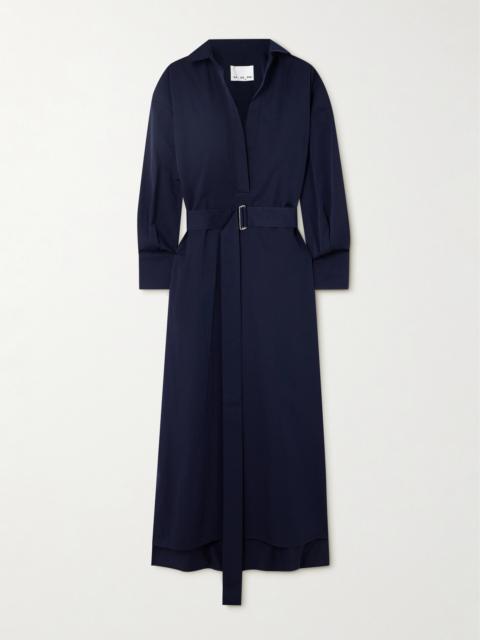 Francesca Belted Cotton And Silk-blend Maxi Shirt Dress
