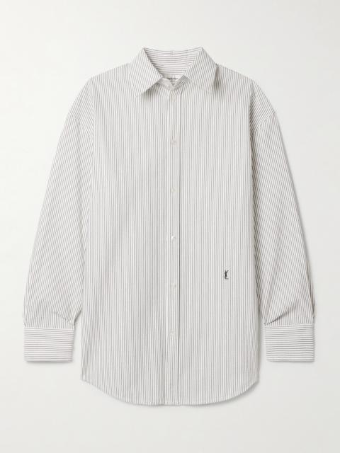 Embroidered Striped Cotton Shirt