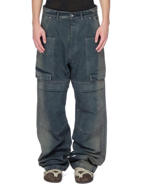 Stefan Wide-Leg Distressed Denim Cargo Trousers Dark gray