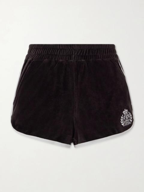 Embroidered Cotton-velour Shorts