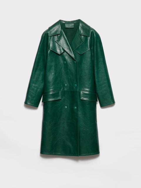 Double-breasted leather coat