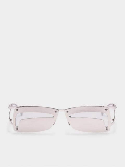 Metal Covered Cut-Out Rectangular Sunglasses