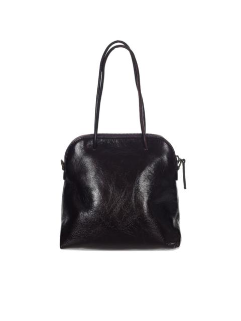 leather zip tote bag