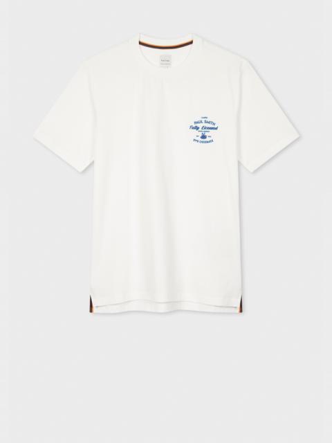 White 'Espresso Bar' Print Cotton T-Shirt