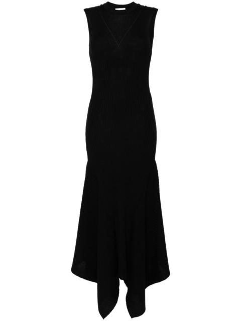 godet merino wool midi dress