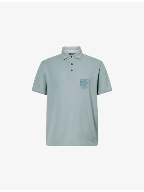 College Logo-Embroidered Cotton Polo Shirt