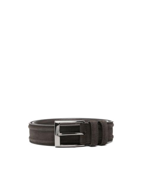 square-buckle leather belt
