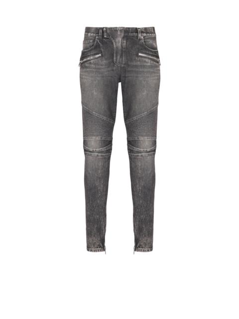 Slim-fit biker trousers in denim