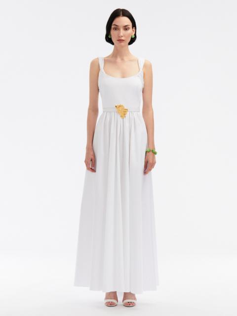 FLORAL BELT COTTON POPLIN DRESS