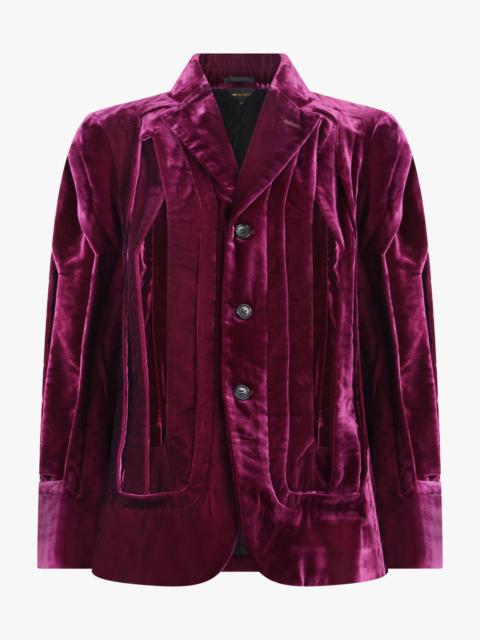SINGLE BREAST VELVET CUT OUT PANEL JACKET | PURPLE
