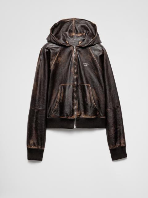 Nappa leather hoodie jacket