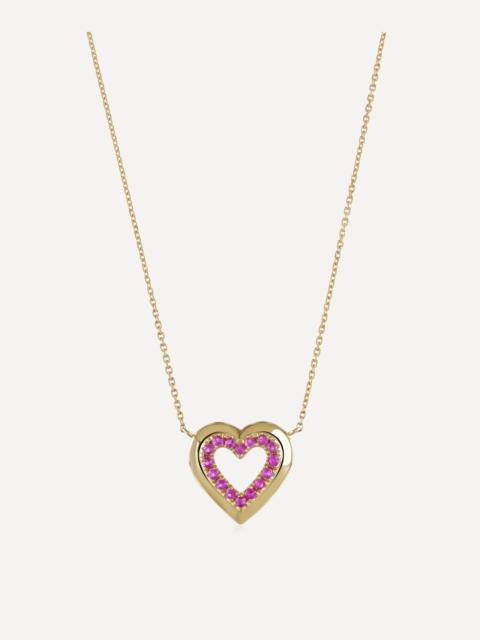 14ct Gold Pink Sapphire Heart Pendant Necklace