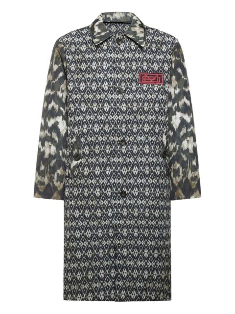 ikat-pattern buttoned coat