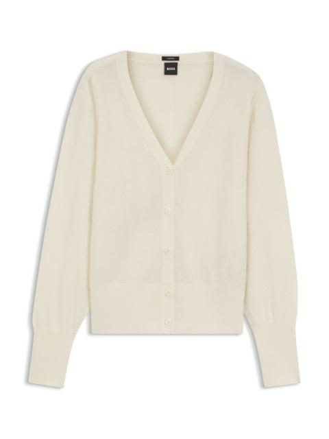 RIBBED-TRIM CARDIGAN IN CASHMERE