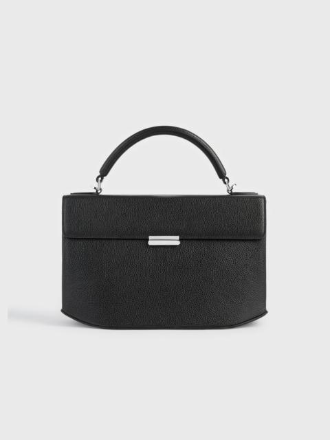 Clip grained-leather top handle black