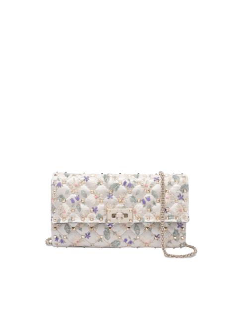 quilted floral-print crossbody bag