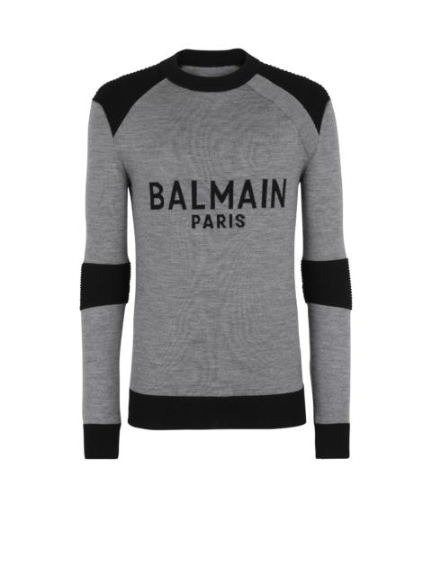 Wool jumper with Balmain Paris logo