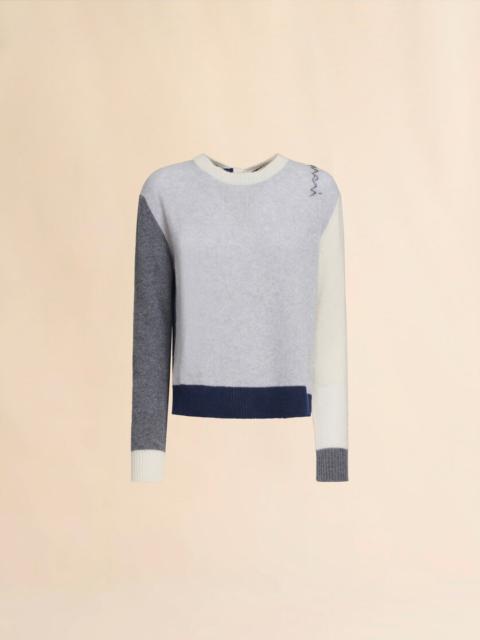 GREY COLOUR BLOCK CASHMERE JUMPER WITH MARNI SYMBOL