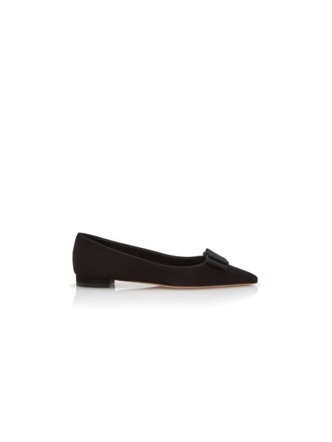 Black Suede Bow Detail Ballerina Flats