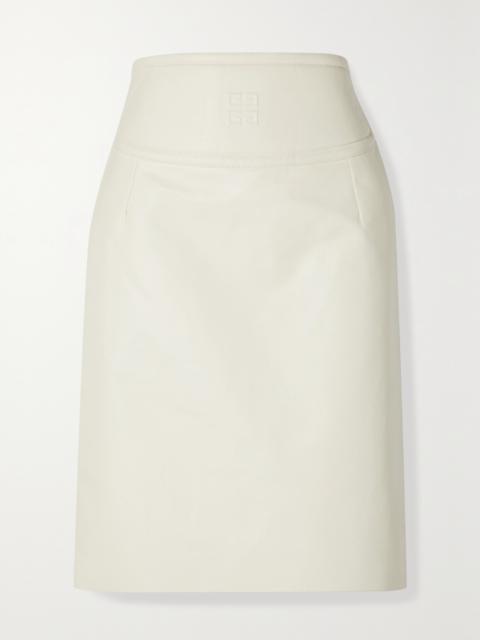 Cutout Embossed Leather Skirt