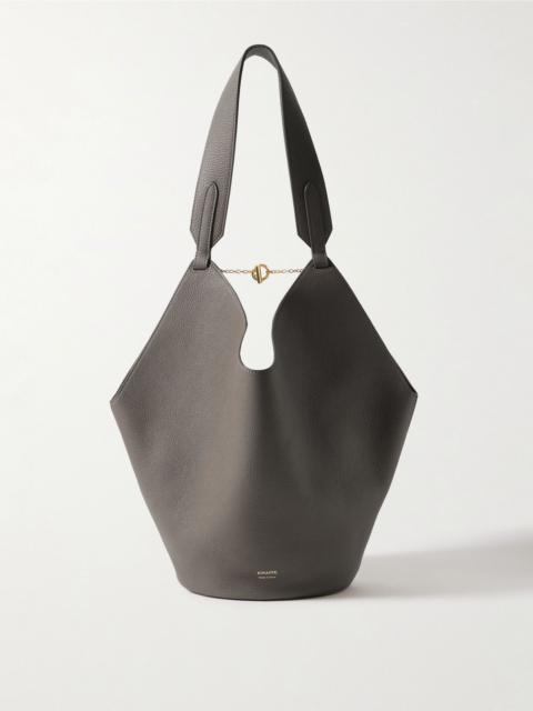 Lotus small textured-leather tote Anthracite