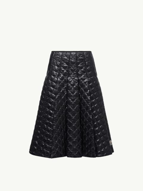 Square-Quilted Padded Midi Skirt