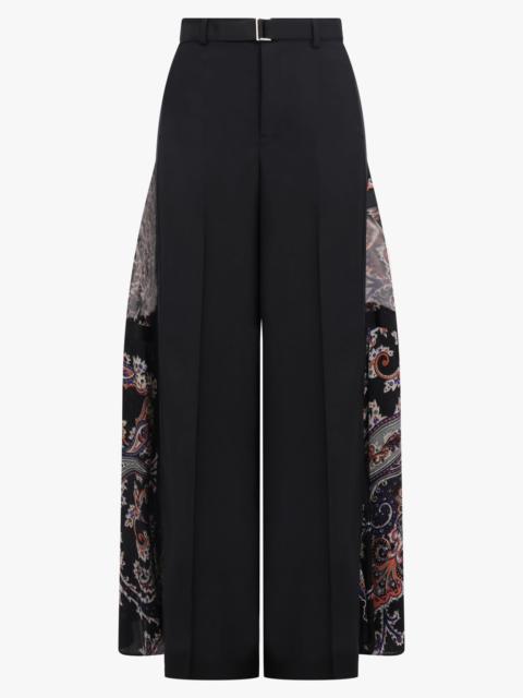 SUITING X PAISLEY PRINT WIDE LEG PANT | BLACK/MULTI