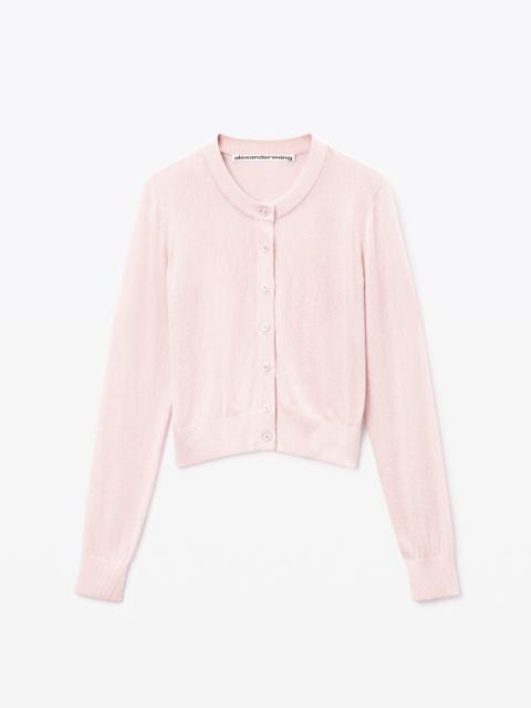 Pink Crystal Hotfix Cropped Cardigan