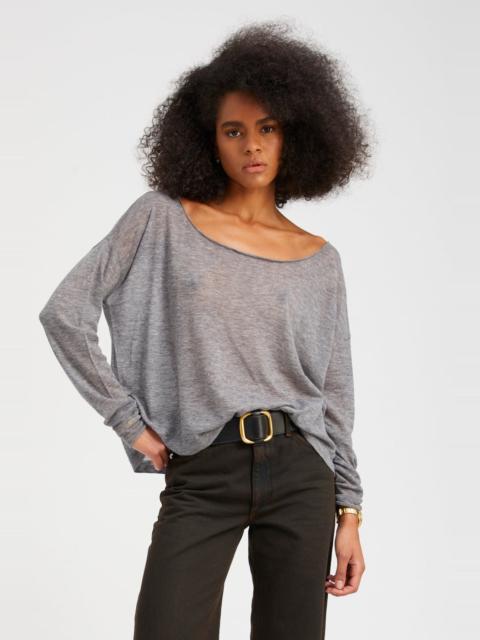 GREY TISSUE CASHMERE OFF-SHOULDER TOP