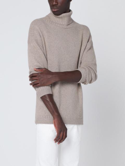 Greige cashmere turtleneck sweater