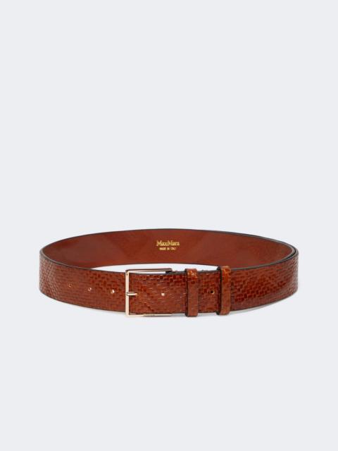 Braided leather belt - TOBACCO
