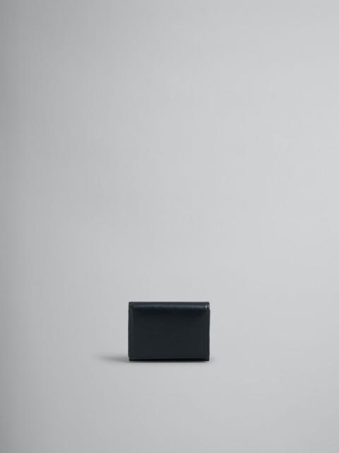 BLACK LEATHER TRIFOLD WALLET WITH RAISED MARNI LOGO