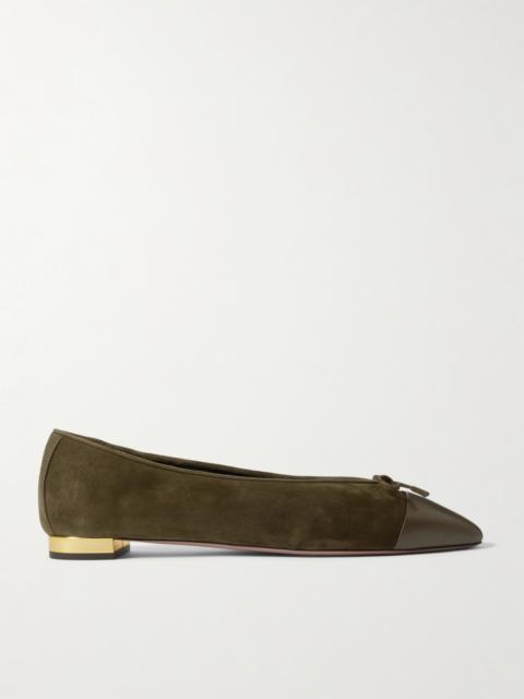 Gioia Bow-detailed Leather-trimmed Suede Ballet Flats