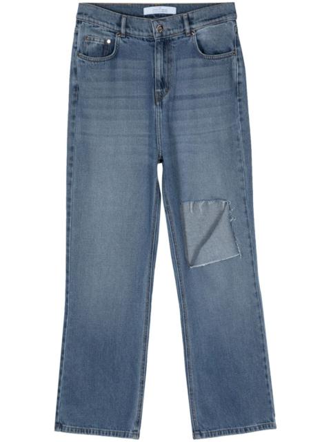 ripped straight-leg jeans