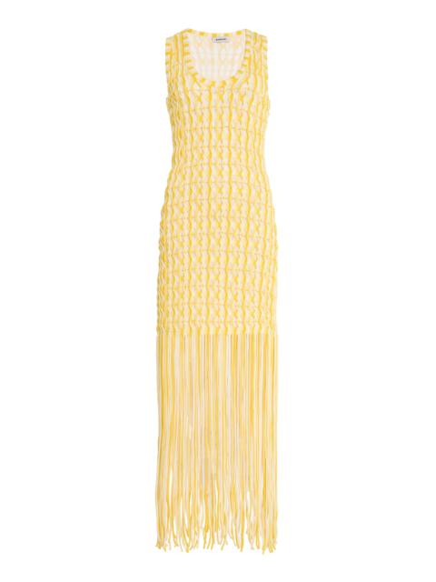 Sonia Fringed Knit Maxi Dress yellow