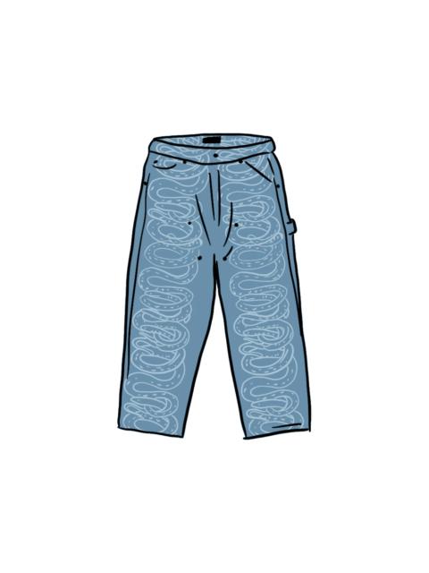 Supreme HYSTERIC GLAMOUR Snake Double Knee Denim Painter Pant Blue
