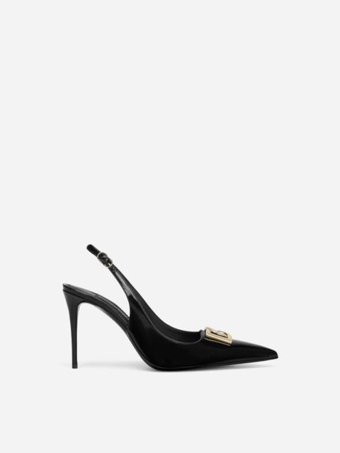 Polished calfskin slingbacks