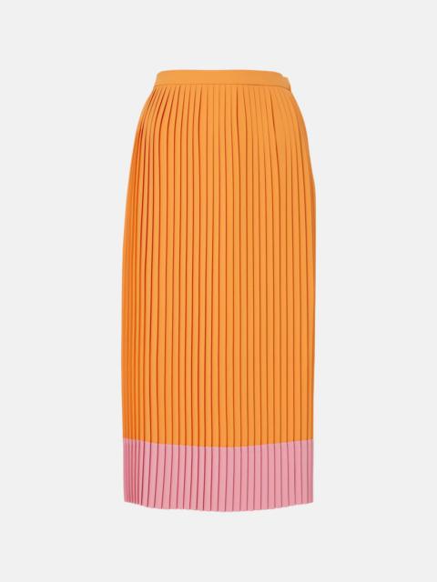 Colorblocked pleated midi skirt