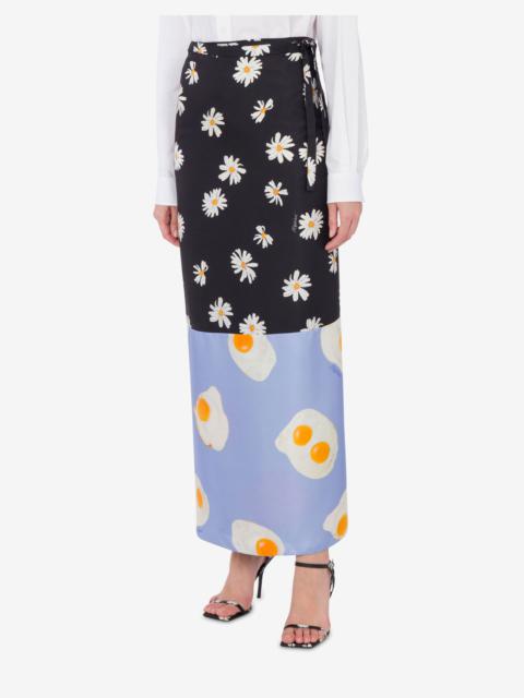 LONG SILK TWILL SKIRT PATCHWORK